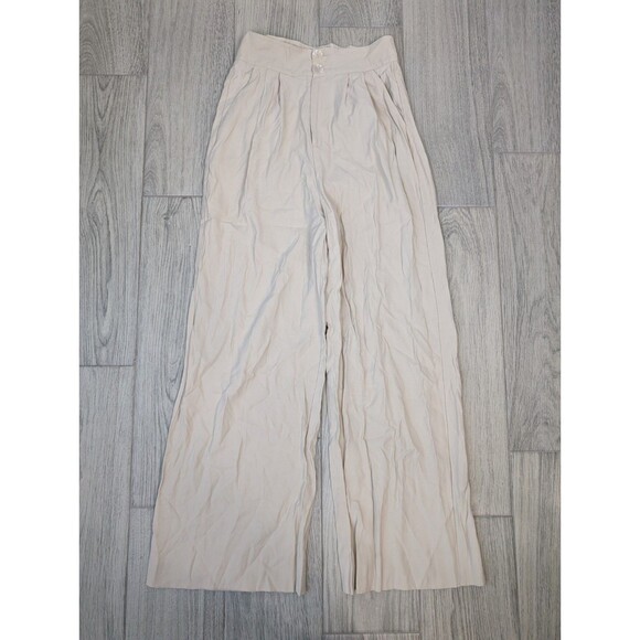 A Love A Women's Beige Wide Leg Pleated Pants Size 6 - Picture 1 of 8